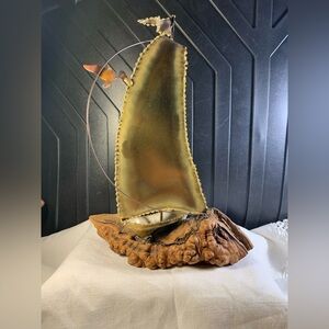 Brass and Burlwood Sailboat